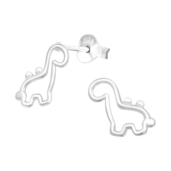 Joy|S - Zilveren dinosaurus oorbellen - 10 mm - dino