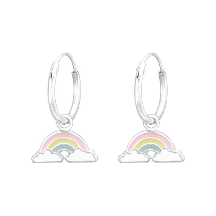 Joy|S - Zilveren regenboog bedel oorbellen - pastel - oorringen