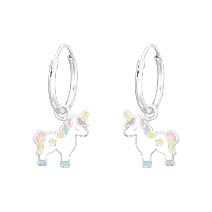 Joy|S - Zilveren eenhoorn oorbellen - pastel - unicorn oorringen