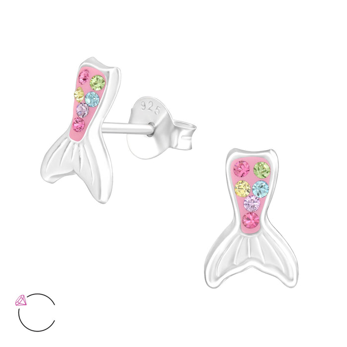 Joy|S - Zilveren zeemeermin staart oorbellen - La Crystale multicolor