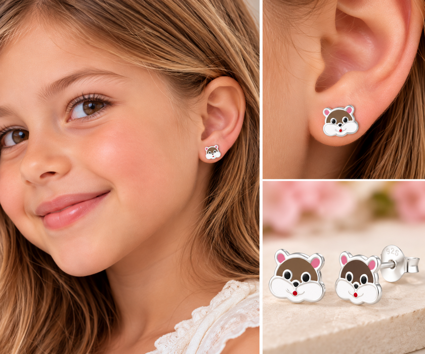 Joy|S - Zilveren hamster oorbellen - 9 x 7 mm