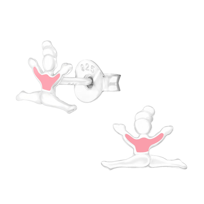 Joy|S - Zilveren ballerina oorbellen - 7 x 9 mm - turnster / danseres oorknoppen