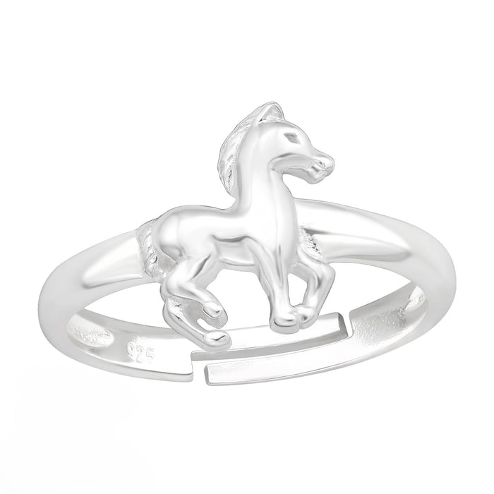Joy|S - Zilveren paard ring - verstelbaar - zilver - voor kinderen