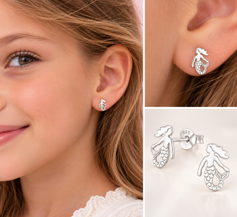 Joy|S - Zilveren zeemeermin oorbellen - 5.8 x 9.1 mm - sterling zilver 925