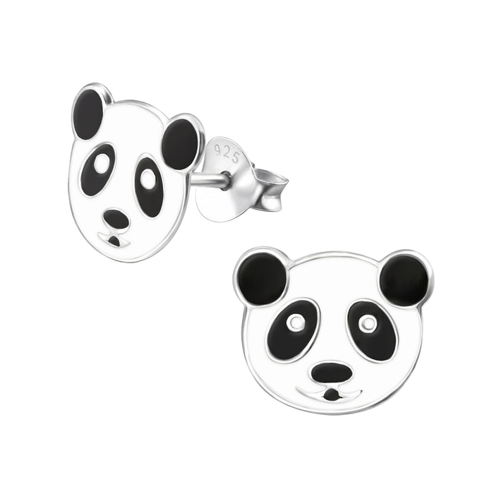Joy|S - Zilveren panda oorbellen - 11 x 9 mm