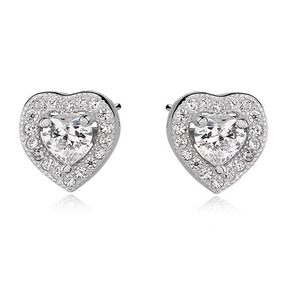 Joy|S - Zilveren hartje oorbellen 8 mm zirkonia - gehodineerd
