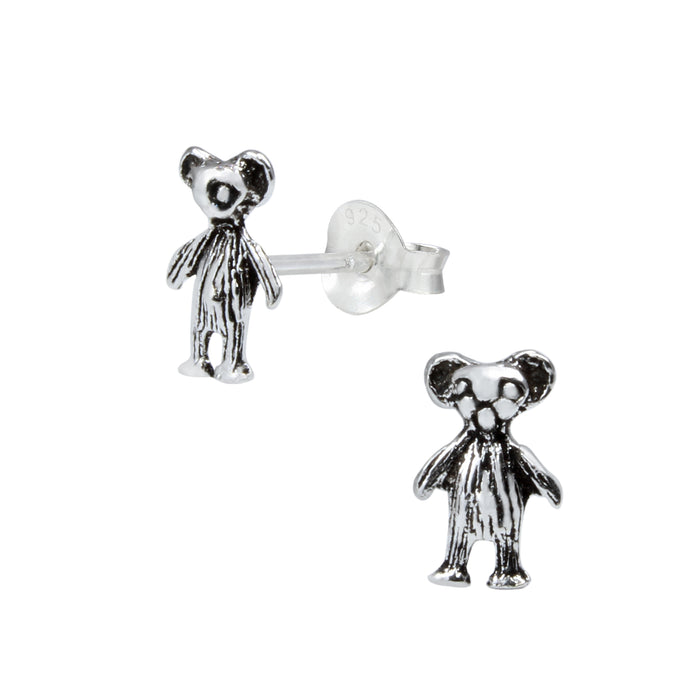 Joy|S - Zilveren teddy beer oorbellen - geoxideerd - 5 x 9 mm
