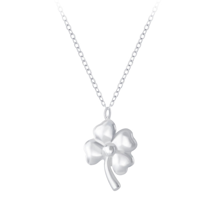Joy|S - Zilveren ketting met klavertje vier hanger