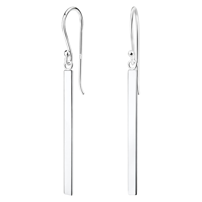 Joy|S - Zilveren bar / staaf oorbellen - 2 x 25 mm - oorhangers - gepolijst