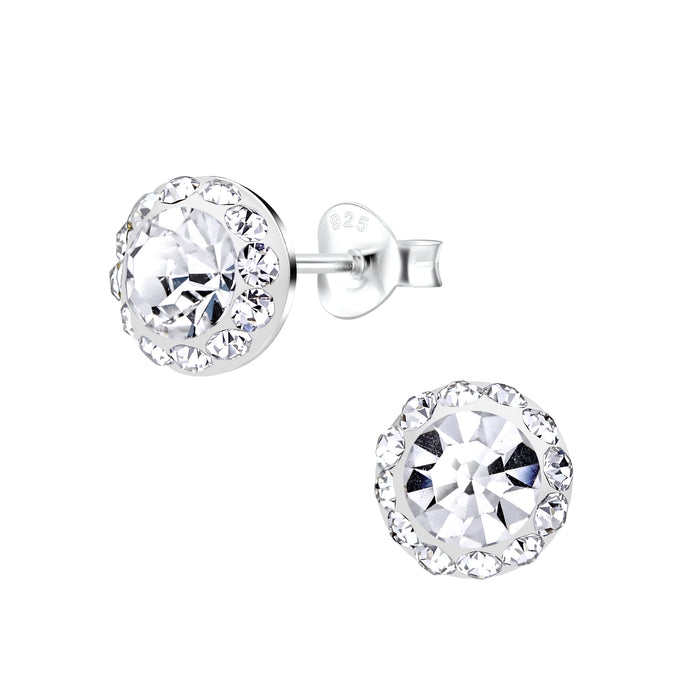 Joy|S - Zilveren ronde oorbellen - kristal - 9 mm - elegante oorknoppen
