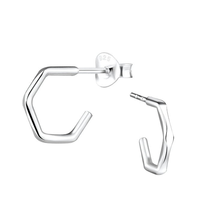 Joy|S - Zilveren 5 hoekige oorbellen - oorringen stud - 12 mm - 1.5 mm