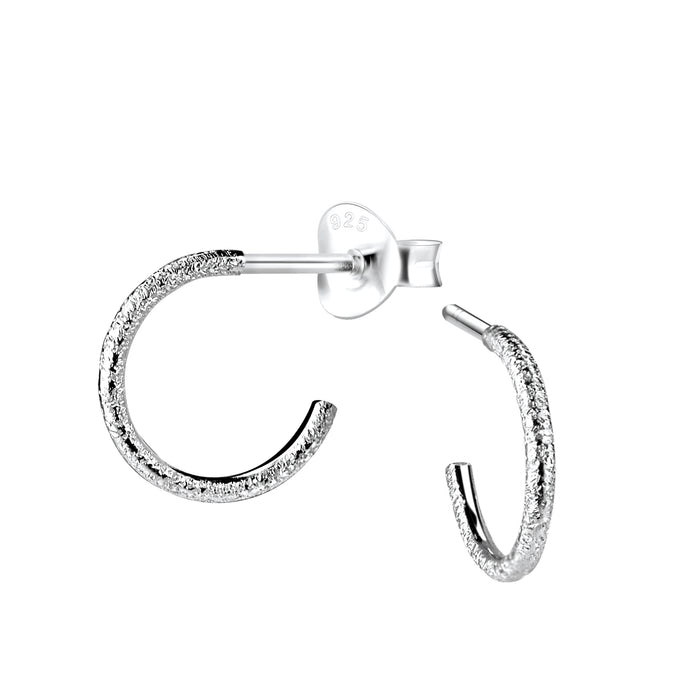 Joy|S - Zilveren oorringen stud - 10 mm - diamond dust - t34
