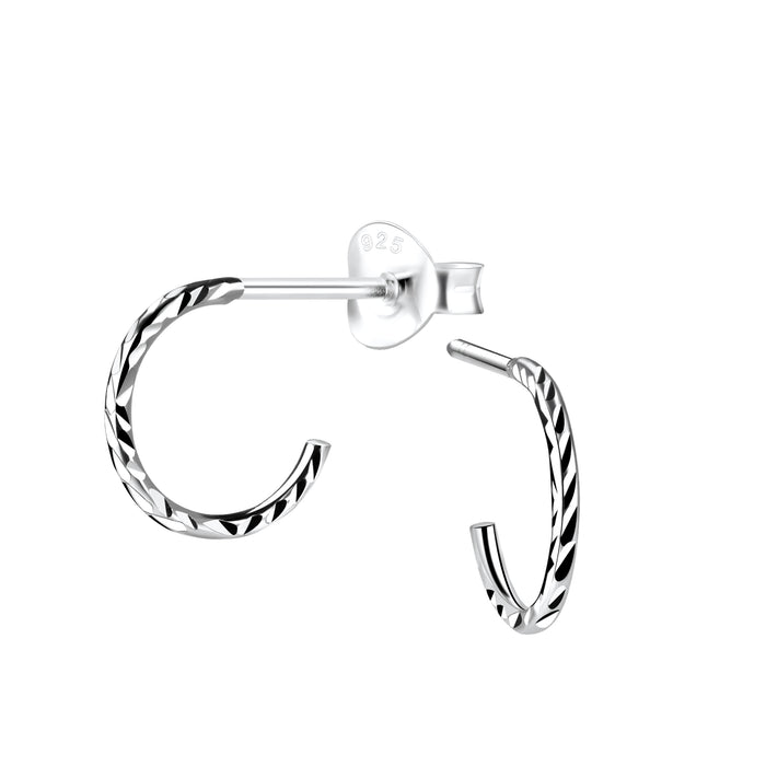 Joy|S - Zilveren oorringen stud - 10 mm - bewerking: diamond cut t52