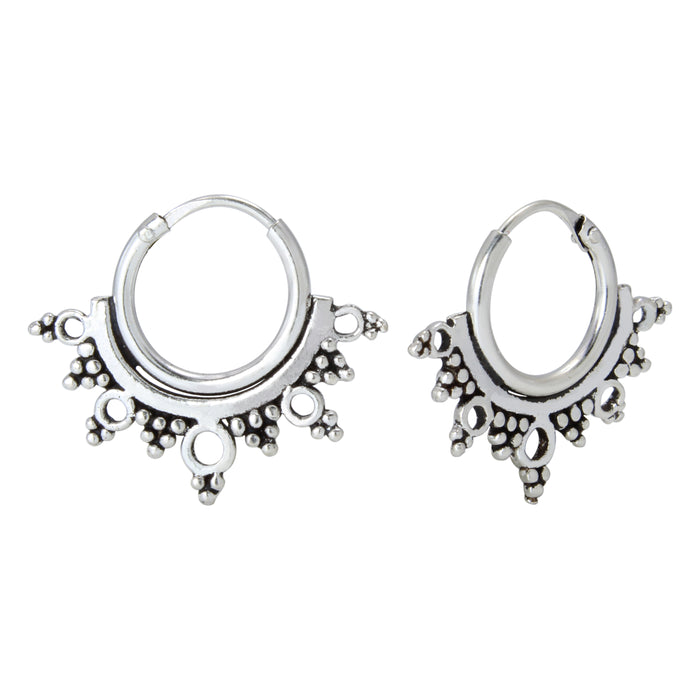 Joy|S - Zilveren classic Bali antique oorringen geoxideerd