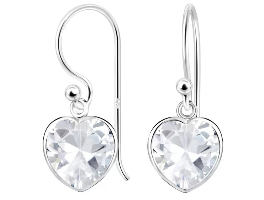 Joy|S - Zilveren hart oorbellen - 8 mm hartje zirkonia - oorhangers