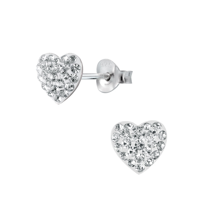 Joy|S - Zilveren hart oorbellen kristal 11 x 10 mm Valentijn