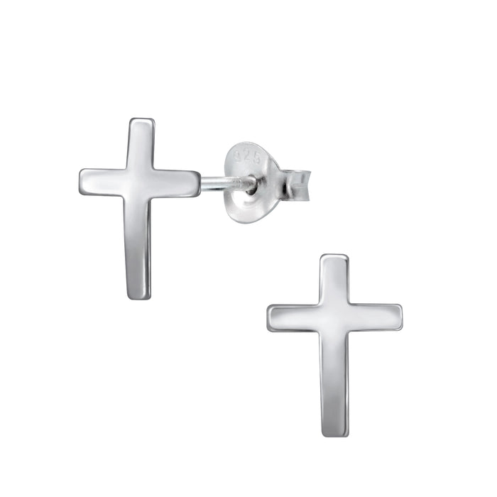 Joy|S - Zilveren kruis oorbellen - 7 x 11 mm