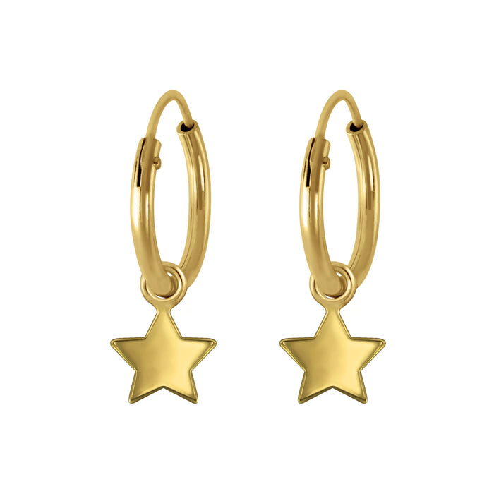 Joy|S - Zilveren ster bedel oorbellen - goudplating