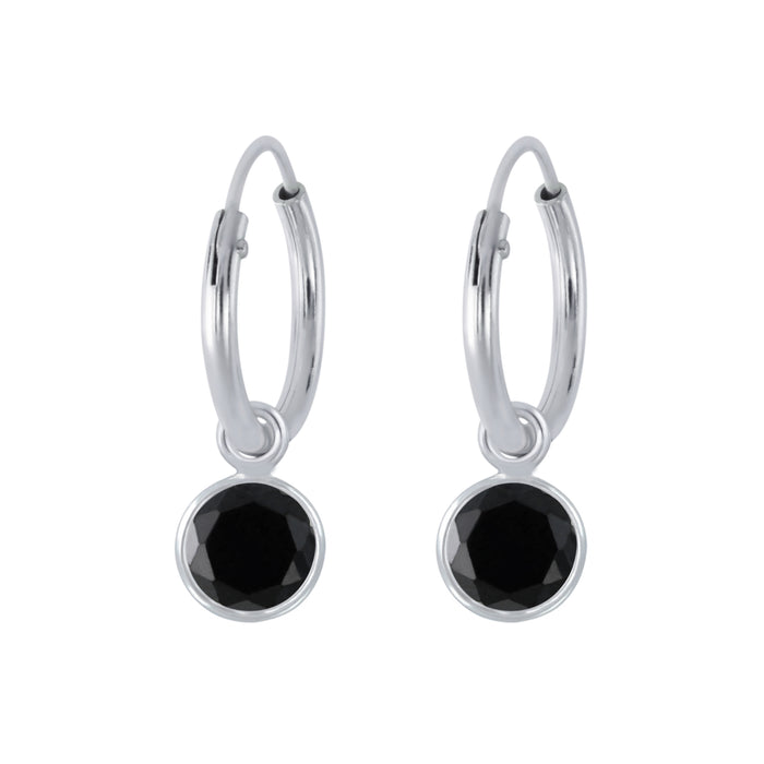 Joy|S - Zilveren kristal bedel (4mm) oorbellen - zwart - oorringen