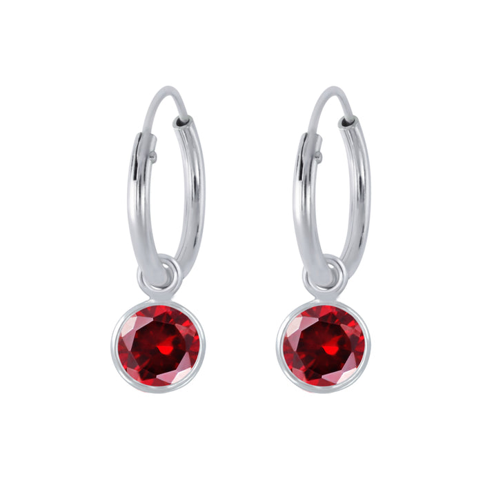 Joy|S - Zilveren kristal bedel (4 mm) oorbellen - rood - oorringen