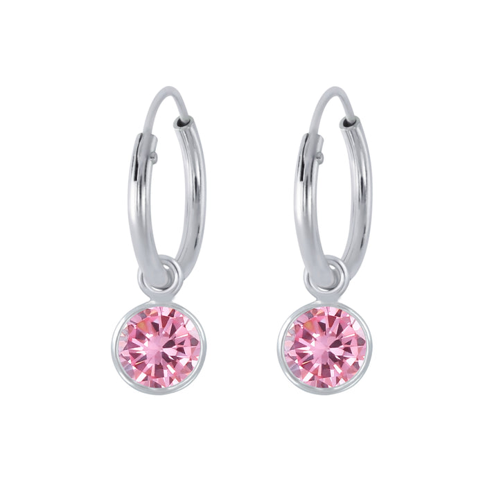 Joy|S - Zilveren kristal bedel (4 mm) oorbellen roze oorringen