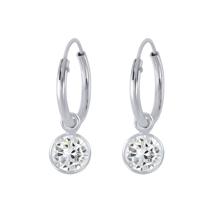 Joy|S - Zilveren kristal bedel (4 mm) oorbellen - oorringen