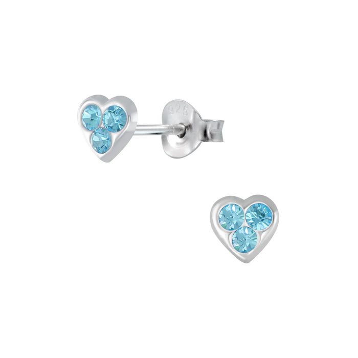 Joy|S - Zilveren hartje oorbellen - 5 mm - blauw kristal