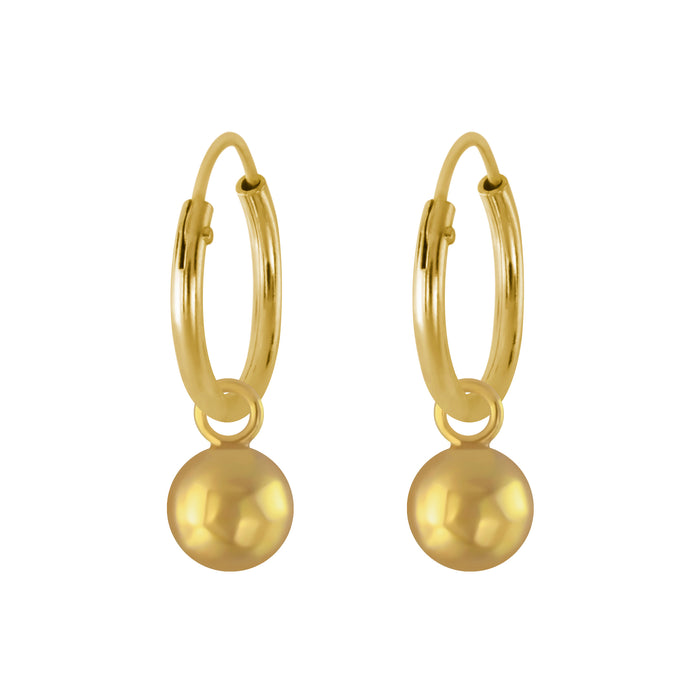 Joy|S - Zilveren bal bedel oorbellen - goudplating bol bedel oorringen