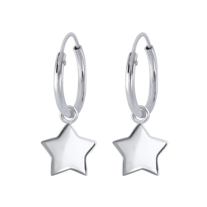 Joy|S - Zilveren ster bedel (9 mm) oorbellen - oorringen