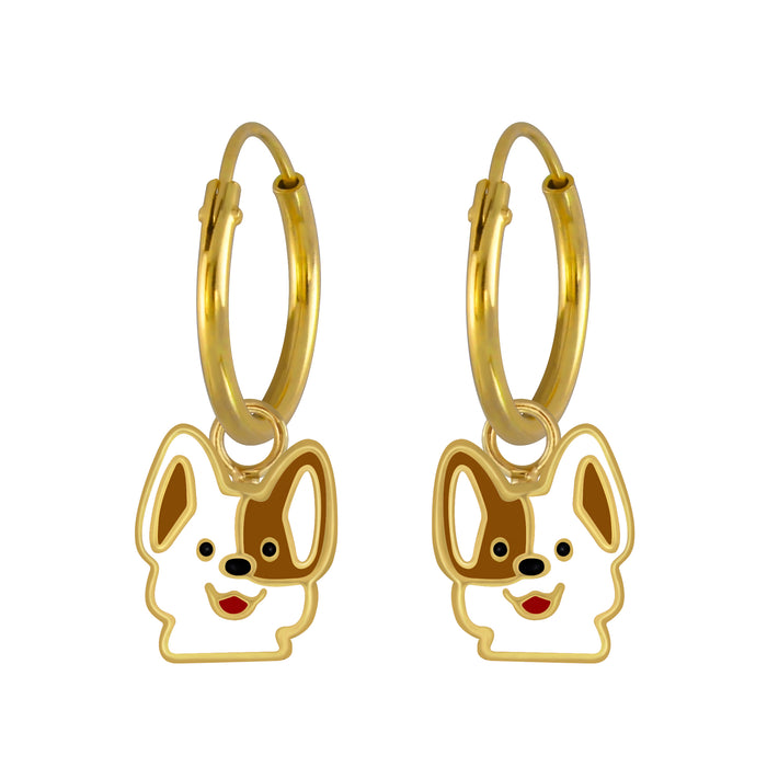 Joy|S - Zilveren hondje bedel oorbellen - goudplating