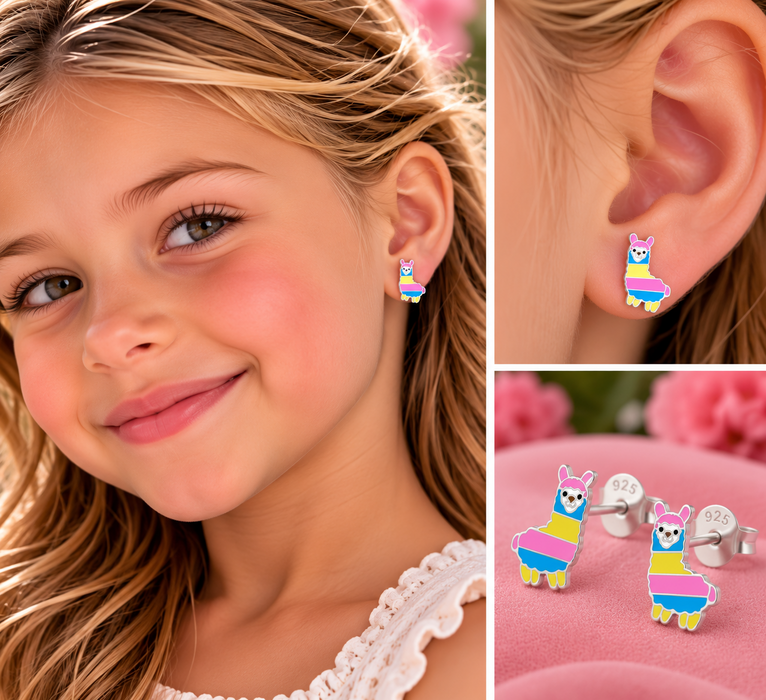 Joy|S - Zilveren Alpaca lama oorbellen multicolor