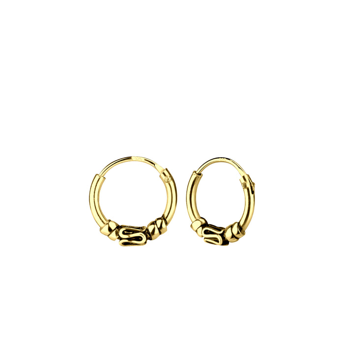 Joy|S - Zilveren 10 mm Bali oorringen - goudplating