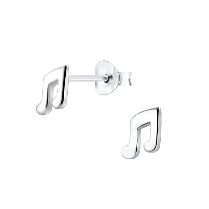 Joy|S - Zilveren muzieknoot oorbellen - 6 x 5.5 mm