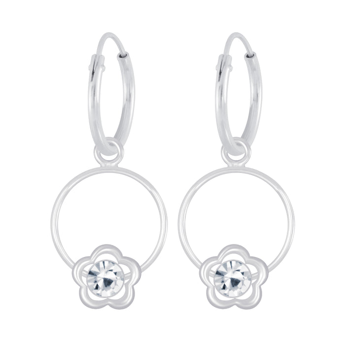 Joy|S - Zilveren Daisy bloem ring bedel oorbellen -  oorringen