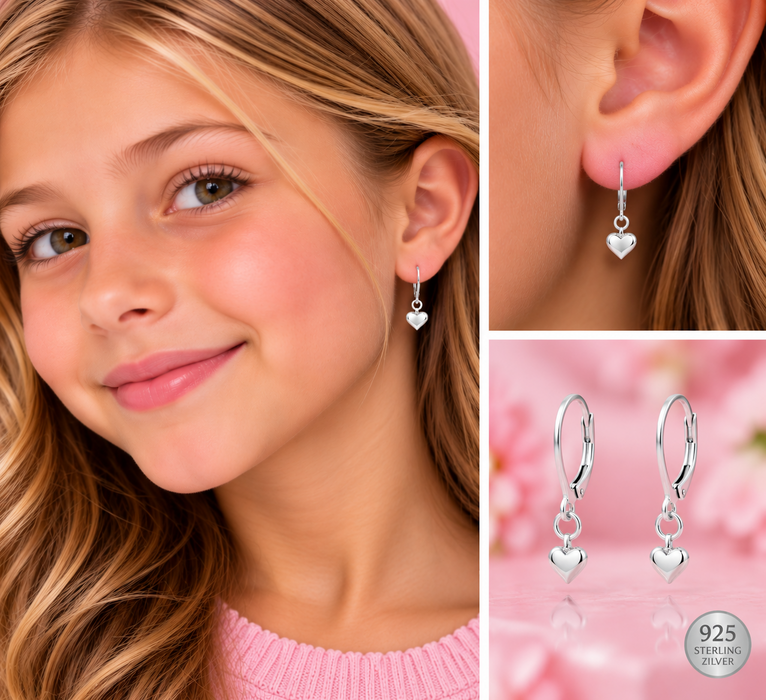 Joy|S - Zilveren petit hartje oorbellen - brisure / leverback sluiting - sterling zilver 925