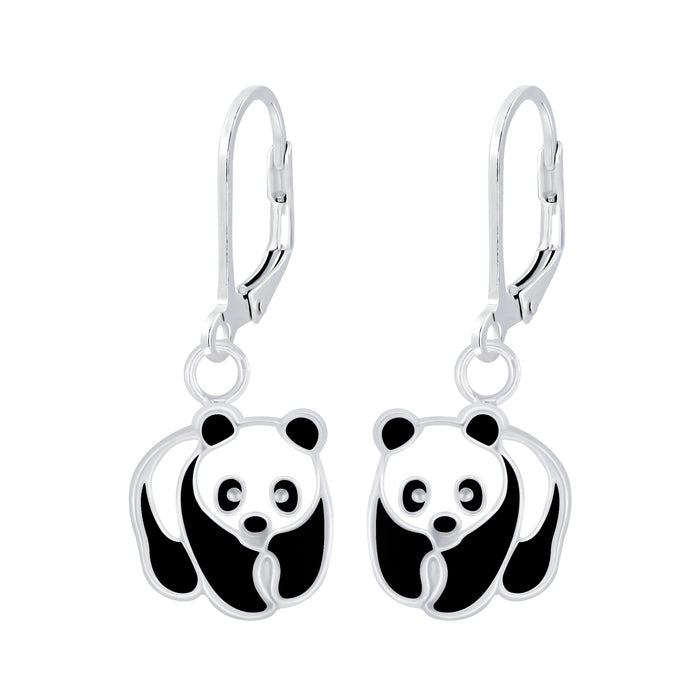 Joy|S - Zilveren Panda bedel oorbellen - leverback sluiting