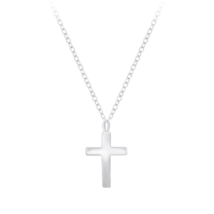 Joy|S - Zilveren petit kruisje hanger 6 x 8 mm met ketting 45 cm voor kinderen