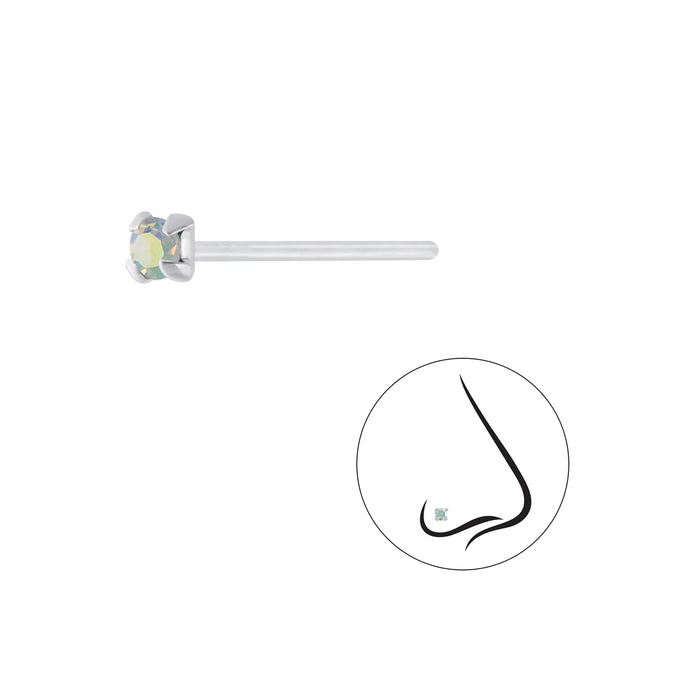 Joy|S - Zilveren petit neuspiercing kristal rond 2.5 mm paarlemoer 2 stuks