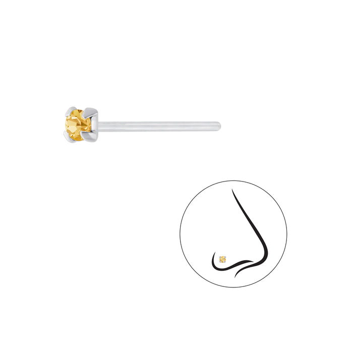 Joy|S - Zilveren petit neuspiercing kristal rond 2.5 mm peach 2 stuks