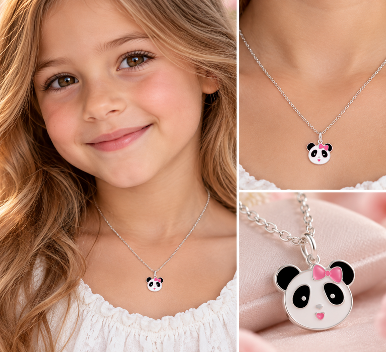 Joy|S - Zilveren Panda hanger met ketting 36 cm + 5 cm Pandabeer