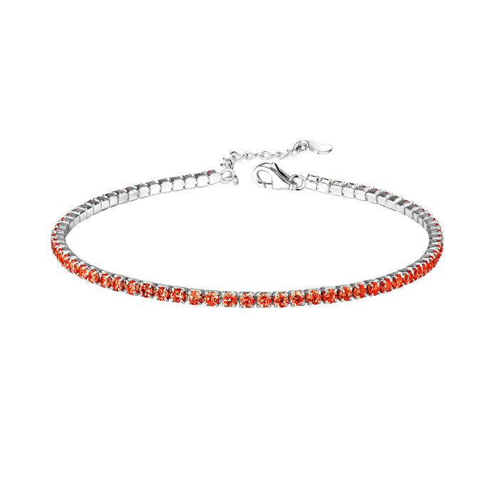 Joy|S - Zilveren tennis armband - zirkonia koper oranje