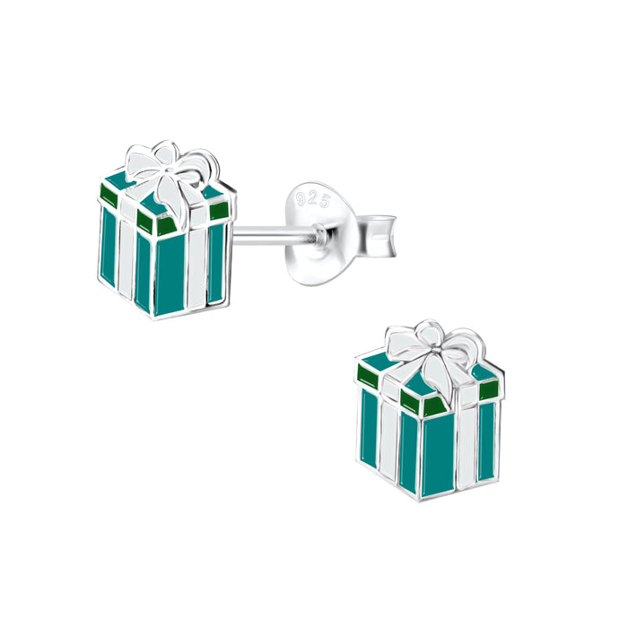 Joy|S - Zilveren kerst cadeau oorbellen - 7 x 8 mm - kado groen