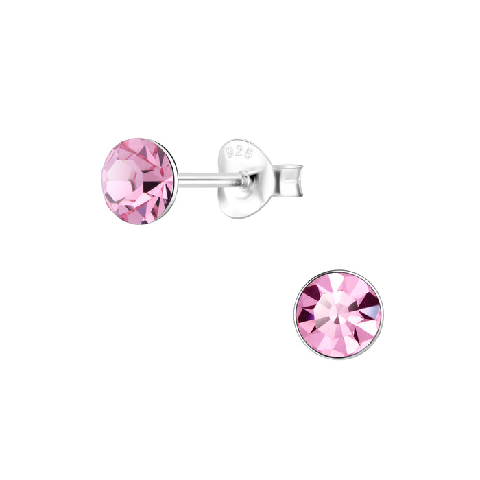 Joy|S - Zilveren oorknoppen - kristal roze - 5 mm