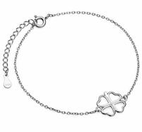 Joy|S - Zilveren klaver armband - klavertje vier - gehodineerd